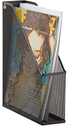 Relaxdays Portariviste Scrivania per Documenti Ufficio, Occhielli Fissaggio a Parete, Metallo, Nero, A4-C4