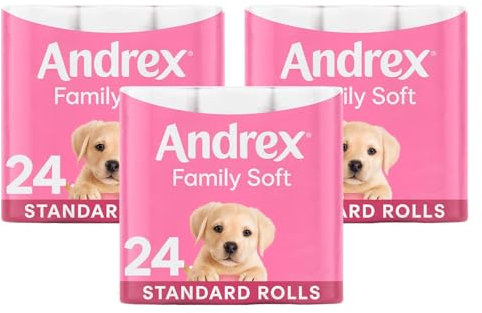 Andrex Gentle Clean Toilet Roll Tissue Paper Puppies On a Roll Pack of 72