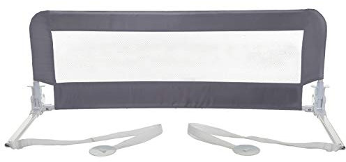 Dreambaby Phoenix sängskena för småbarn – vikbar och bärbar sängsäkerhetsbarriär – lämplig för platta sängbottnar upp till dubbelsäng madrass – mått 110 cm bred x 45,5 cm hög – grå – modell F761.