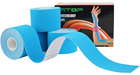 Tape Kinesiologico Nastro Fisioterapico non tagliato per lo sport, neuromuscolare taping Ideale per il ginocchio, articolazioni, supporto muscolare (4 rotoli, blu)