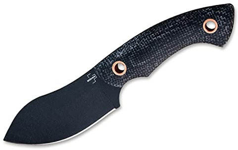 BÖKER PLUS® Nessmi Pro Black - feststehendes Bushcraft-Messer mit schwarzer D2 Klinge für Outdoor & Jagd - Full Tang Survival- Messer mit Micarta Griff & Leder-Scheide