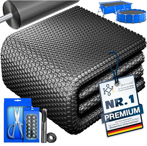 KESSER® Lona Solar para Piscina Redonda Ø 244 cm | Lona Solar de la Piscina Calentamiento de la Piscina de lámina Solar para Calentar el Agua Lona térmica, Negro, Ø 366 cm