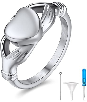 GoldChic Bague Urne Funeraire Chat Claddagh 62 Acier Commémoration Souvenir