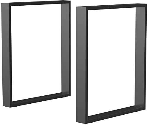 HOMCOM Juego de 2 Patas de Mesa de Acero 60x72 cm Patas Rectangulares de Mesa para Muebles de Bricolaje Estilo Industrial con Tornillos y Protectores de Suelo Negro