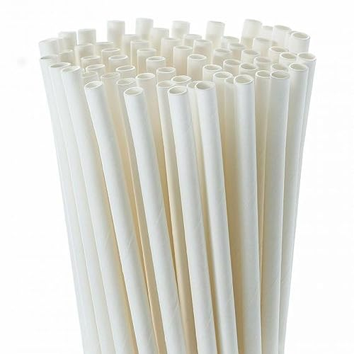 1000 pailles jetables blanches en papier longeur 20 cm et diamètre 6 mm