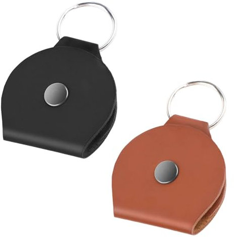 WLLHYF 2 Stück Leder-Schlüsselanhänger-Ringhalter, schlanke Schmuck-Reisetasche Hochzeit Verlobung Zeremonie Ringaufbewahrung Ohrhaken Flache Hülle kleine Münztasche (Braun+Schwarz)