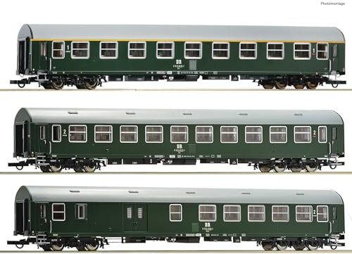 Roco 3-tlg. Set 1: Reisezugwagen DR DC, Modellbahn-Set, Modellbahnwagen, Grün, VHF, All Ages, Unisex, Hobbyisten, Sammler, Erwachsene Hobbyisten, 14512997031