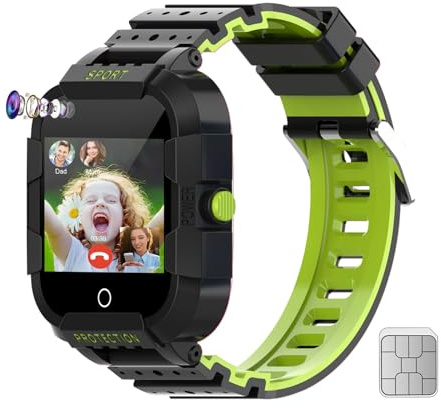 Wonlex 4G Kids Smartwatch(SIM Card Included), GPS Smart Watch for Children, Boys Girls Wifi Phone Watch With Video Calls, Voice Chat, SOS, Camera, Pedometer, Camera, Alarm, Music Player Aged 4-15