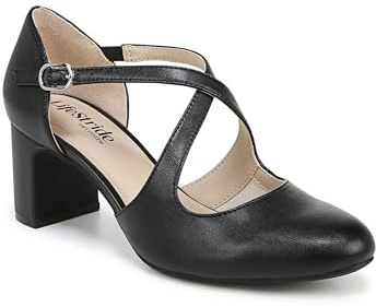 Life Stride Womens Tracy Strappy Block Heel Pump Black 8.5 W