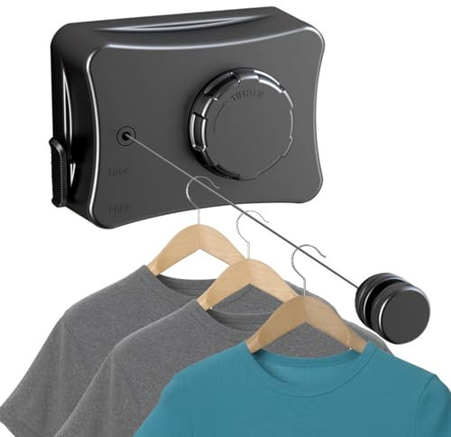 AIVORO WäScheleine Ausziehbar 5.1M Edelstahlseil, Verstellbares Wäscheleine ausziehbar aus Wand Bohrern und Klebern Montage für Drinnen und DraußEn zum Trockene Kleidung, Für Balkon, Waschküche