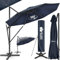 tillvex® Premium Alu Sonnenschirm 330 cm + Abdeckung & Windsicherung | Ampelschirm 6-Fach verstellbar mit Kurbel | Gartenschirm 360° Drehbar Neigbar Kippbar | UV50+ wasserdicht