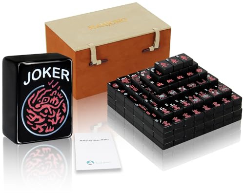AzulHome American Black Mahjong Game Set with 166 Black Tiles 1.2''(30mm), 4 Dices and Storage Case, Complete Mahjong Tiles Set, Classic 2026 Western Mah Jongg Game Set (Numbered - Black)