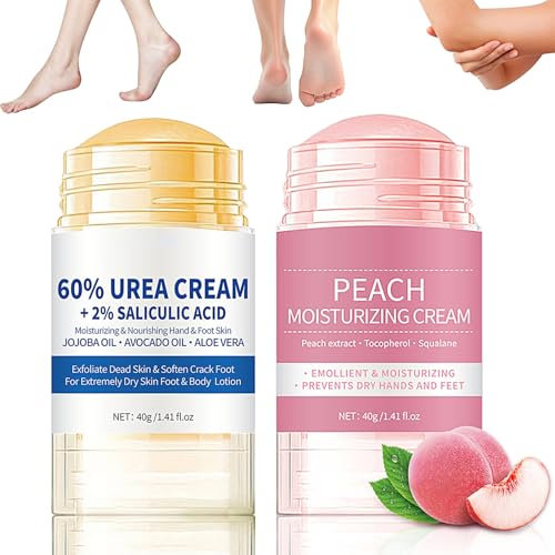 2 pezzi Crema per Piedi Idratante e Anti-Crackingcrema piedi Urea 60% crema per piedi e Mani e Screpolati Rimozione e Ammorbidimento Dei Calli per Alleviare Talloni Screpolati