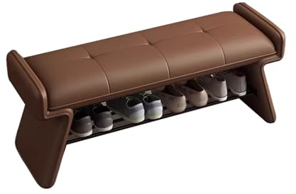 Ottomanes Para Cambiar Zapatos De Entrada, Estantes Para Zapatos Simples Y Sillas, Bancos De Almacenamiento Para Pasillo, Dormitorio, Sala De Estar, Centro Comercial, Oficina ,80*35*42CM,Brown