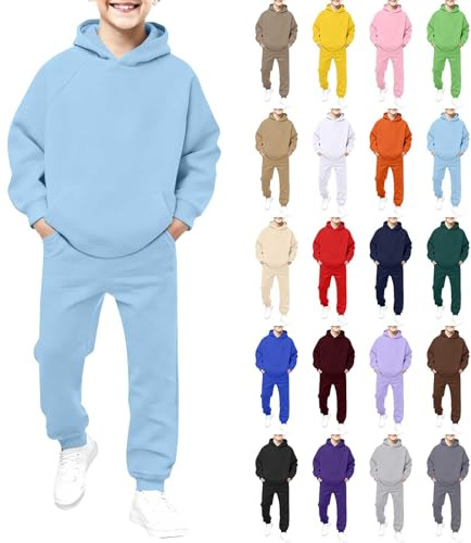 Ensemble de survêtement en 2 pièces pour garçons et filles - Sweat-shirts à capuche et pantalons de jogging pour l'automne et l'hiver - Vêtements d'école - Vêtements de sport - Ensemble athlétique