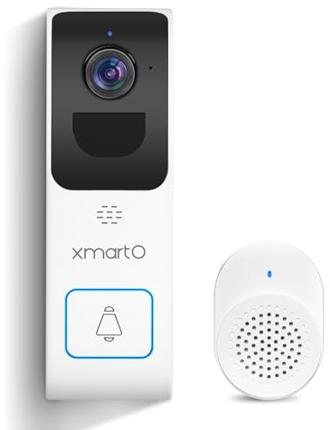 xmartO 2.4G/5G Dual Band Smart Video Doorbell Camera, Home Security Live View, 2-Way Audio, AI/Motion Detection, Instant Alerts, Included Chime, No Monthly Fee, Easy Setup, Works with NVR/Standalone