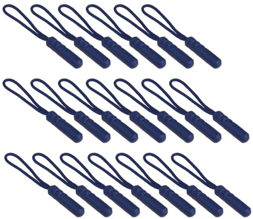 OSOLADY Tiradores de Cremallera de Plástico Azul Marino 20 Piezas Cabeza Cilíndrica Cuerda para Tirar Accesorios para Bolsos Ropa y Equipaje Resistentes para Reparación y Manualidades