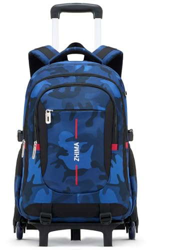 Amythe Zaino con Ruote Ragazzi Camouflage 10-18 Anni – Trolley Scolastico 6 Ruote con Carrello Estraibile – Zaino Trolley per Inizio Scuola Elementare Medie e Superiori – PC 15.6