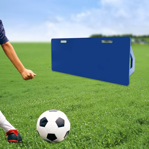 Tabla de rebote de fútbol de 100 x 40 cm, tablero de rebote portátil de HDPE con 2 ángulos ajustables, tabla de rebote para pasar, disparar y controlar, equipo de entrenamiento robusto, color azul