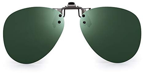 JM Occhiali da Sole Clip Polarizzata Lenti Flip Up Stile Senza Cornice per Occhiali da Vista Verde