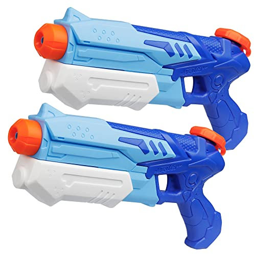 D-FantiX Wasserpistole für Kinder Erwachsene, 2 Stück Wasserpistolen 300ML Super Squirt Guns Wasser Soaker Blaster Große Reichweite bis zu 10 Meter Wasserspritzpistole Spritzpistole für Sommer