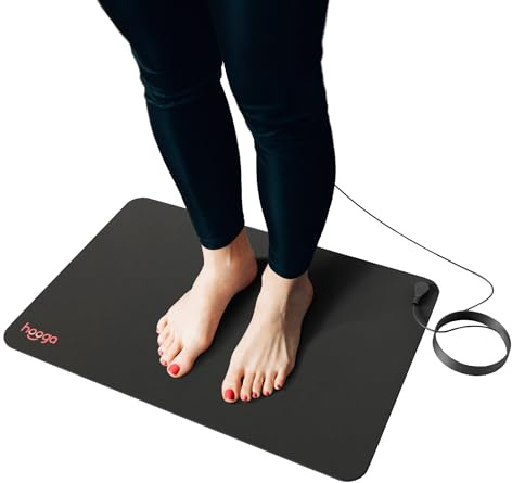 Hooga Grounding Mat, 24 x 16 Conductive Carbon Ground Pad with 15 Foot Cord, Non-Slip Rubber Backing, Portable Indoor Grounding for Desk, Floor, Home, Office, Wellness Routine