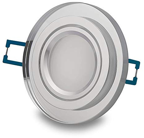 Foco LED empotrable de cristal, redondo, transparente, 5 W, blanco neutro, 230 V, intensidad regulable, orientable, plano como lámpara de techo, foco empotrable de 75 a 80 mm