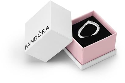PANDORA Timeless Women's Sterling Silver Sparkling Cubic Zirconia Wishbone Ring, Size 52, With Gift Box