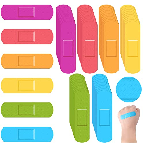 Yinder 120 Pcs Kids Bandages Bulk Colorful Flexible Bandages Neon Waterproof Breathable Strip Protect Cuts and Scrapes for Children Toddlers, 2.83'' x 0.75''