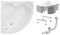 BADLAND Badewanne Original Weiß Acryl Wanne Eckbadewanne STANDARD 130x130 KOMPLETTSET SET mit Premium Styroporverkleidung + Füßen und Exklusive Chrom Automatik Ablaufgarnitur Made in EU 4in1