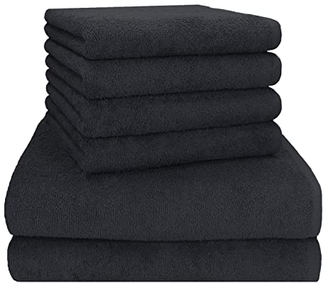 Betz Berlin 6er Set 2X Maxi Duschtuch 100 x 150 cm 4X Handtuch 50 x 100 cm 100% Baumwolle Farbe Graphit grau - Berlin