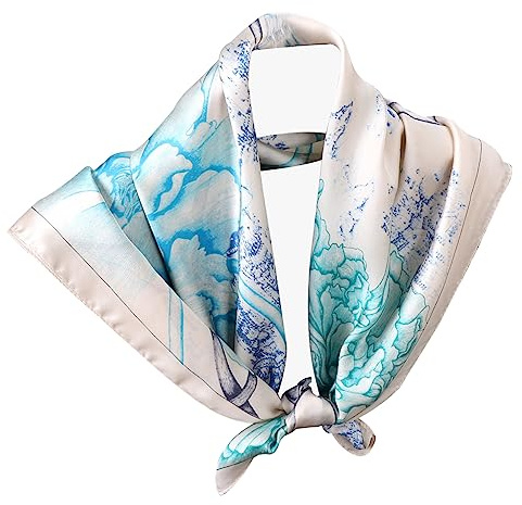 ESTEVANJ MUR dam sidendukar, 70 x 70 cm mjuk fyrkantig sidenscarf bandana duk silke kvinnors halsduk halsduk dekoration huvudbonad gåva för kvinnor, 3, En Storlek