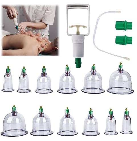 Schröpfgläser mit Vakuumpumpe, 12 Stück Traditionelle Chinesische Therapie Schröpfen Schröpfgläser Silikon Schröpfset Schröpfgläser für Gesicht und den ganzen Körper Selbstbehandlung Massage
