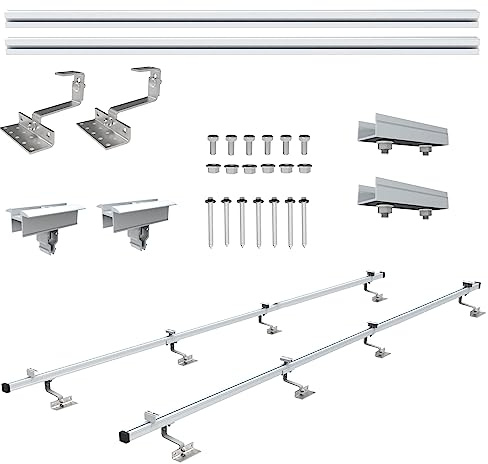 NuaSol Kit de montage de toit de tuile photovoltaïque,Fixation de panneau solaire avec crochet de toit,Support de panneau solaire avec pince d'extrémité et pince centrale 35 mm NS-HE-ZDME1 Argenté