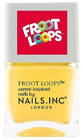 Nails Inc x Froot Loops™ FEELING FRUITY Fruity Scented, Neon Yellow, Vibrant Colours, Glossy Finish, No Chip, Long Lasting, Quick Dry, Air Dry, Cruelty Free, Vegan, Nail Polish, 14 ML