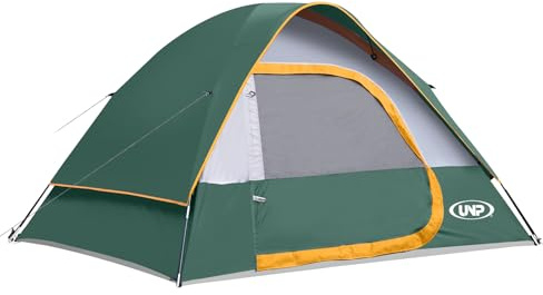 UNP Tente 3 Personnes, ImperméAble, Coupe-Vent, avec Pare-Pluie, Facile à Installer, Tente DôMe Portable pour Camping, 240 X 210 X 120 cm (Vert, 3)