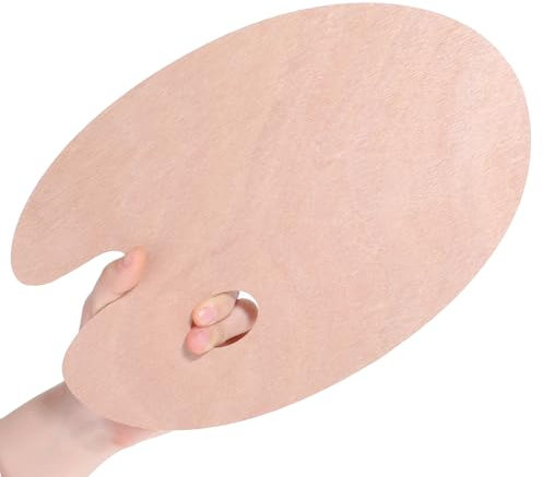 TIESOME Mischpalette Holz, Daumenloch Farbmischpalette für Ölfarben Acrylfarben Aquarell Paletten Ovale Künstlerpalette Antihaft Öl Farbmischpalette