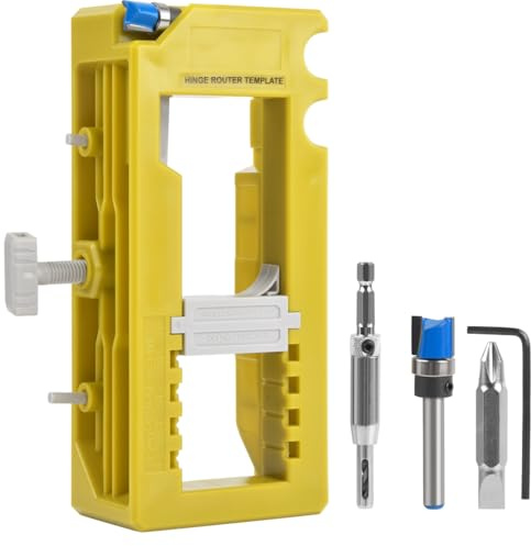 Door Hinge Mortise Jig Kit FOCCTS Sturdy Door Hinges Router Template Door Hinge Mortiser Installation Kit Door Lock Installation Kit Fits for 3”-5” Length, Radius 1/4” or 5/8