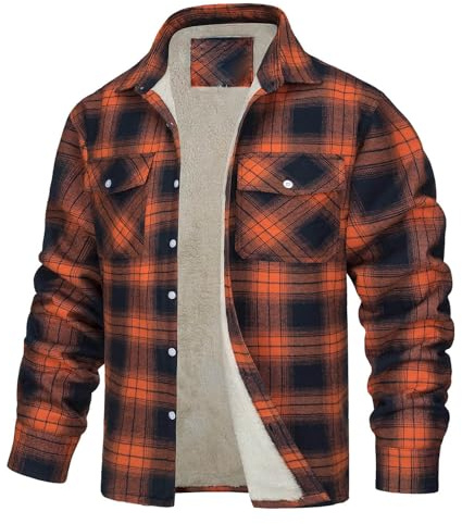 Chemise thermique en polaire chaude pour homme - Chemise de bûcheron - Veste intérieure en polaire - Veste épaisse à carreaux avec fermeture éclair - Doublure en peluche - Loisirs - Chemise doublée