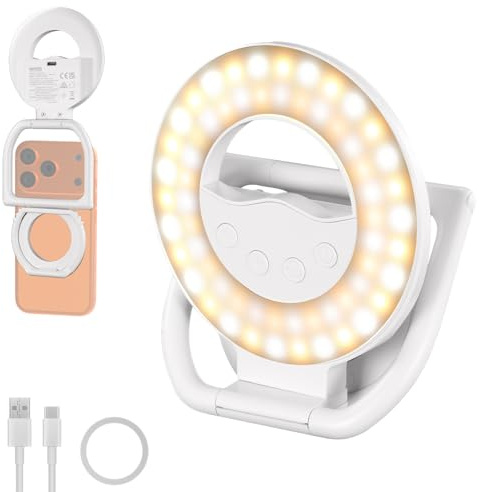 NEEWER ENTRY LEVEL VERSION N35 Selfie Ring Light Magnetica Compatibile con MagSafe iPhone, Piccola Luce di Riempimento LED Pieghevole in Plastica Bicolore 4W 800mAh CRI80+ per Video Conferenza Trucco