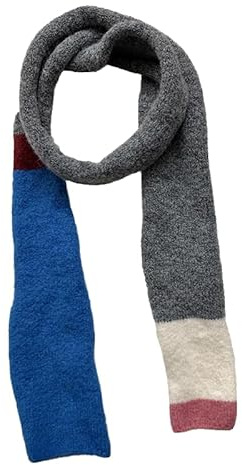 Kashmirscarf， Ullstickad smal halsduk for kvinnor randig flerfärgad 165x13cm(Gray Blue)