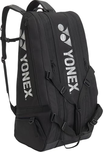 YONEX Gearlogic 9-Pack Tennis Racquet Bag | Durable Lightweight Multi-Compartment Adjustable Tennis Gear Bag with Thermolining Compartment & Interior Slip Pockets, Black