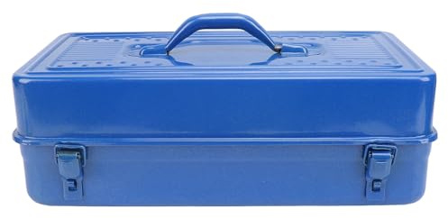Cassetta portautensili in metallo blu, organizzatore portatile per la conservazione degli attrezzi ad alta capacità di carico, cassettiera compatta e robusta con chiusura di (Cassetta degli attrezzi