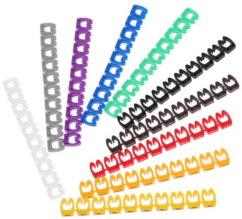 Kisangel 100 Pezzi Tubi Etichette per Cavi Multicolori Clip, Marcatori per Cavi Elettrici 4.0-5.2mm, Etichettatura Digitale per Gestione Fili Domestici e Professionali