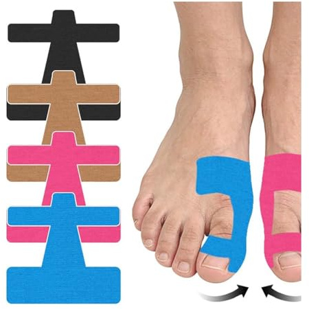 Nastro kinesiologico pretagliato, correttore per dita dei piedi, supporto per alluce e caviglia, sollievo dal dolore, nastro traspirante ipoallergenico senza lattice (30 pezzi)