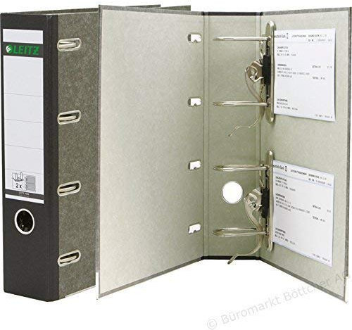 3er Pack Leitz 10920000 Standard-DoppelOrdner (A4, Rückenbreite 7,5 cm, zwei Präzisionsmechaniken, graupappe, mit Wolkenmarmor-Cover) schwarz (Doppelordner | 3er Pack, schwarz)