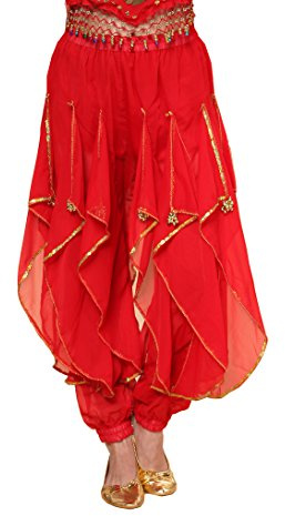 MUNAFIE Bauchtanz Hose, Tanzhosen für Damen, Bauchtanz Kostüm Damen Rot