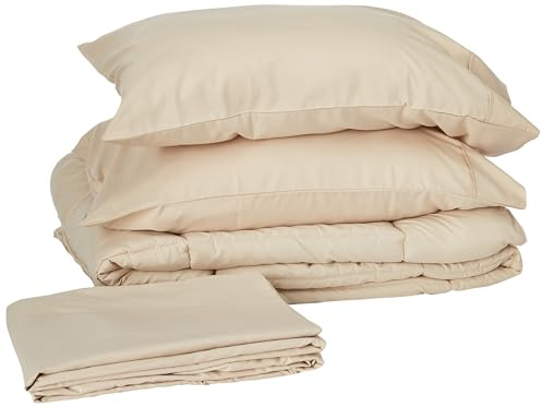 Sweet Home Collection Ultra Soft Down Alternative Set & Luxurious Bed Sheets, Microfiber, Beige, Twin XL