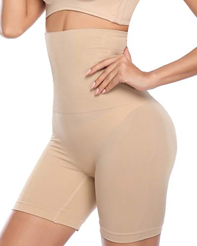 Women Body Shaper Tummy Control Shapewear High Waist Mid-Thigh Slimmer Shorts Underwear Butt Lifter Bodysuit Panties (Beige, M/L)