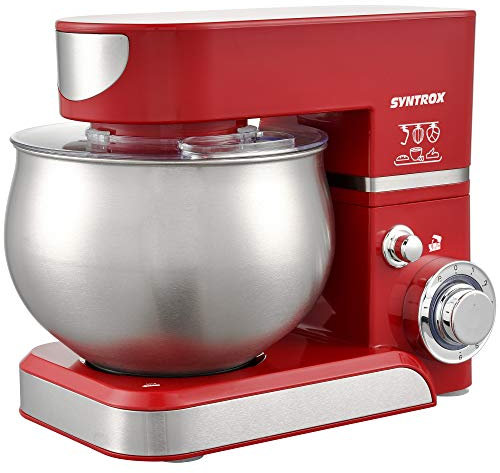 Syntrox Germany KM-5.0L Basic Red - Robot de cocina (recipiente de acero inoxidable, 5 L), color rojo